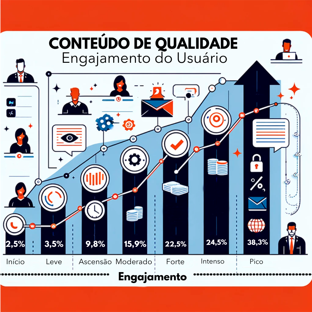 Gráfico mostrando a relação entre conteúdo de qualidade e engajamento do usuário 